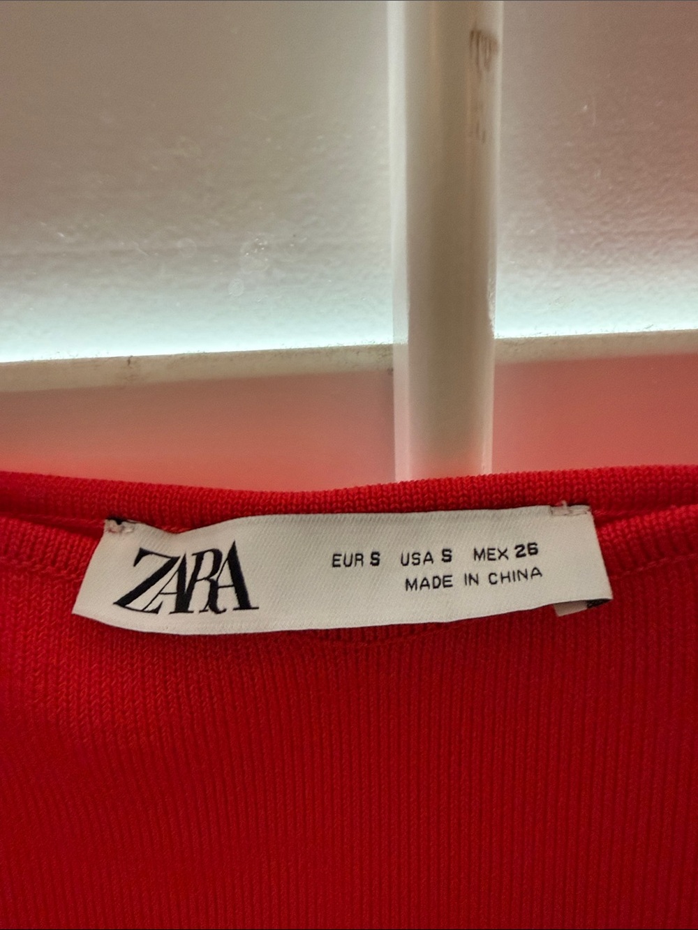 Zara Bright Red Ribbed Square-Neck Tank - Picture 2 of 3